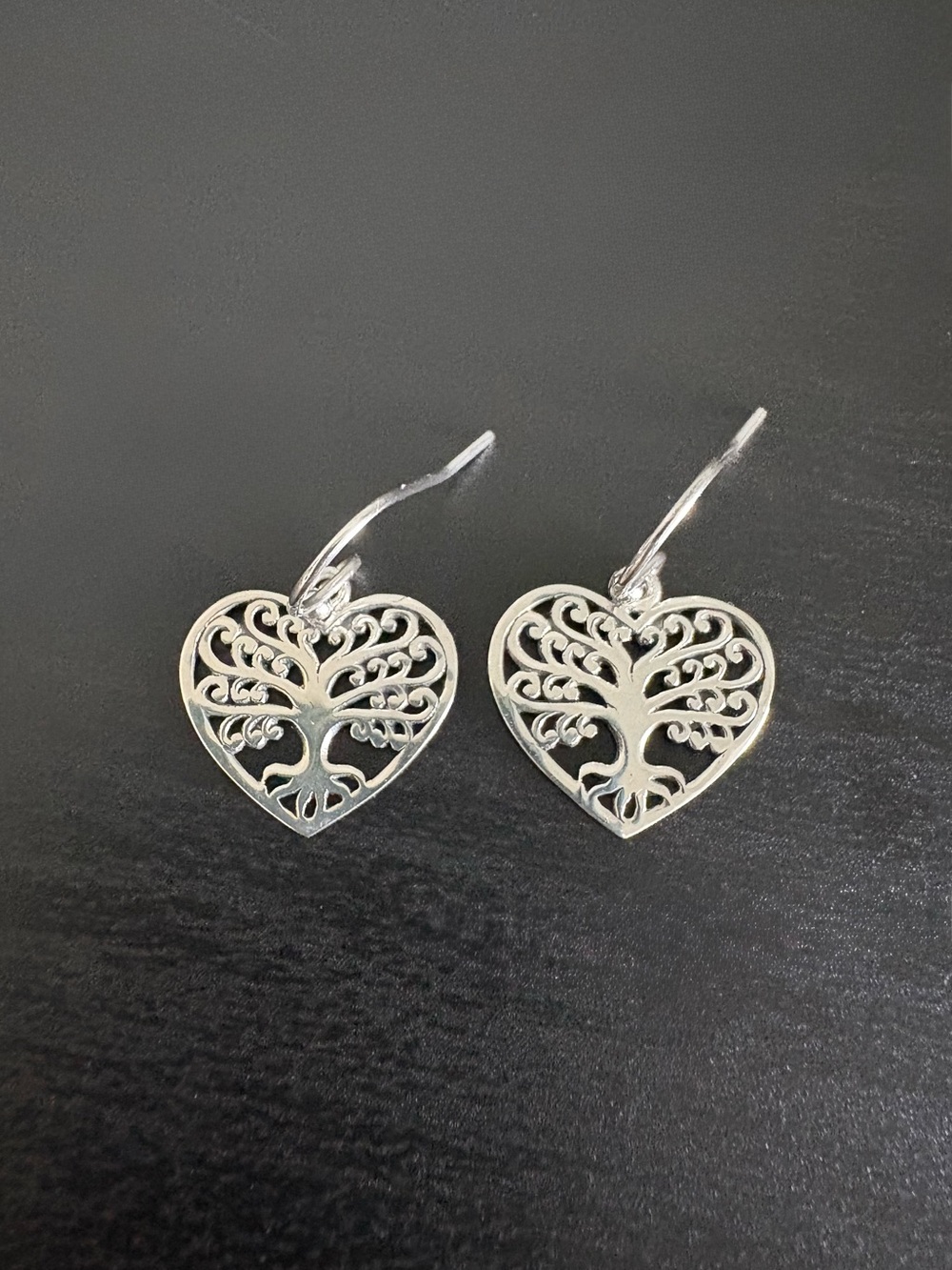 925 Sterling Silver Tree of Life Heart Earrings